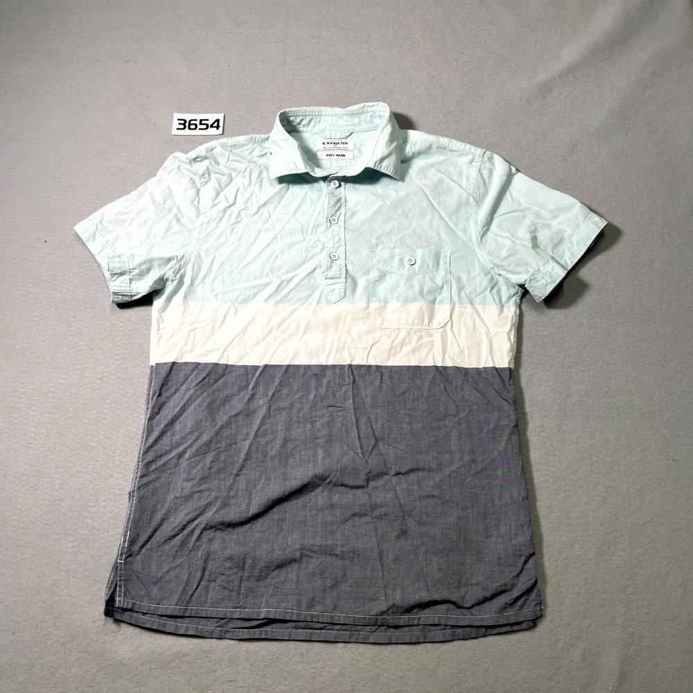 Express Polo Shirt Mens Small Multicolor Colorblock Soft Wash Cotton Golf Tennis